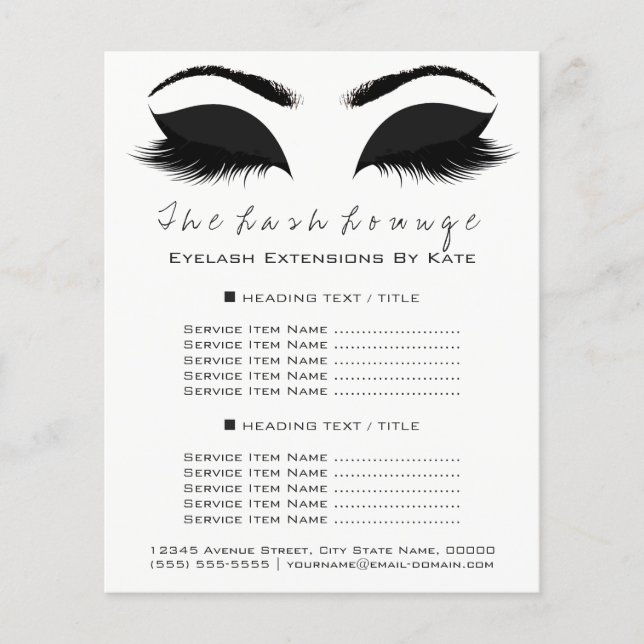 Artista Makeup Beauty Salon Black White Flyer Brow (Frente)