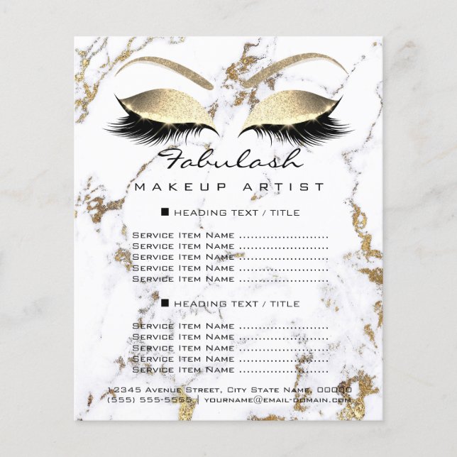 Artista Salon Marble Eye Glitter Price Flyer (Frente)