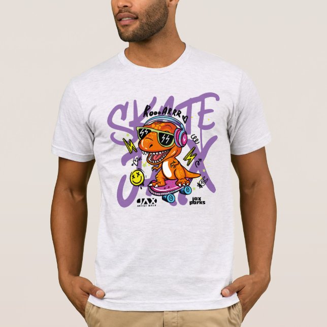 Artista Walk Skate Park Dino T-Shirt (Luz) (Frente)