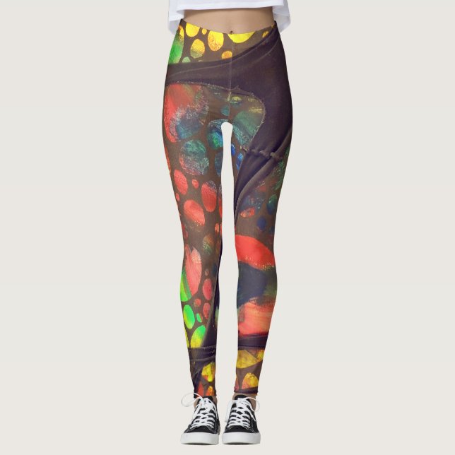 Artistic painting and collage legging pants (Frente)