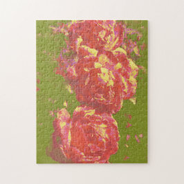 Artsy Abstrato Art Pink Yellow Quebra-cabeça