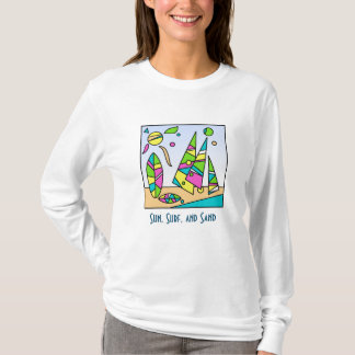Artsy Beach Motif T-shirt de manga longa