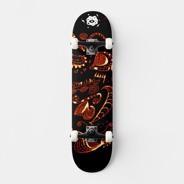 Artsy Black Orange Skateboard (Frente)