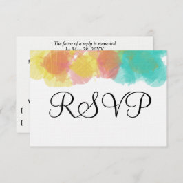 Artsy Gouache Pink Yellow Blue Watercolor RSVP