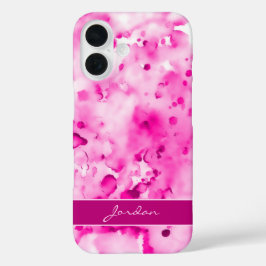 Artsy Hot Pink Watercolor Paint Splatters com Nome