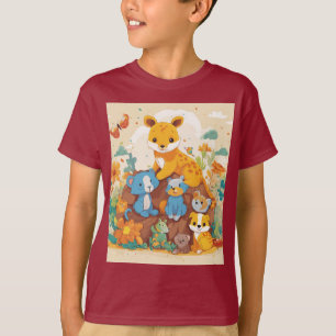 Artsy Playful Kids Animal T-Shirt Design
