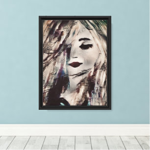 Artsy Woman Mermaid Painting Framed Wall Canvas