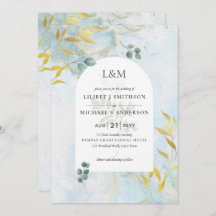 Arty Greenery Dourado Convite para Casamento