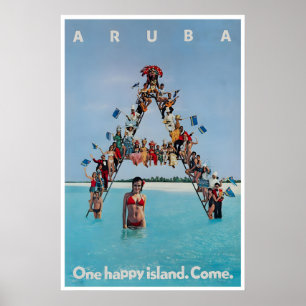 Aruba Arte Uma Ilha Feliz Impressão de Foto Vintag