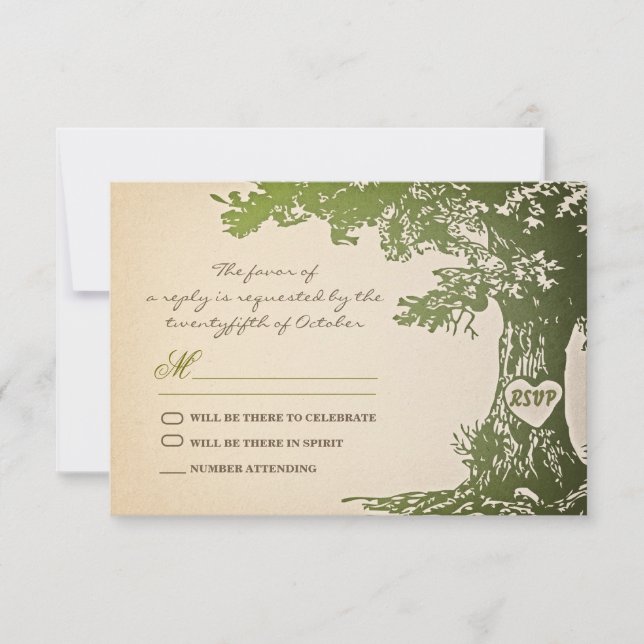 árvore antiga verde design de rsvp de casamento vi (Frente)