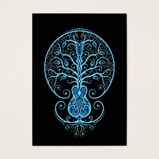 Árvore azul de violão em preto (Frente)