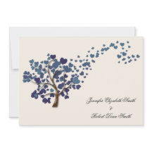 Árvore Azul do Coração no Convite para Casamento d