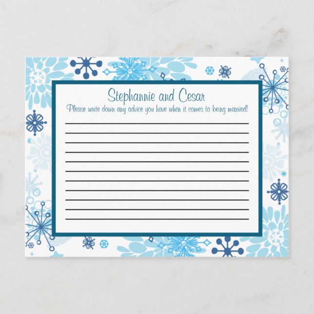 Árvore Azul/Flocos de Neve com Cartão de Aviso Esc (Frente)