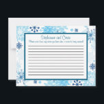 Árvore Azul/Flocos de Neve com Cartão de Aviso Esc<br><div class="desc">Estas adoráveis Cartas de Aconselhamento Escrito são a adição perfeita a qualquer casamento. Basta entregar estas cartas aos seus convidados, juntamente com canetas Sharpie de ponta fina. Seus hóspedes podem anotar qualquer conselho que tenham para a nova noiva e noiva. Estas são impressas com tamanho de 4, 25" x 5,...</div>