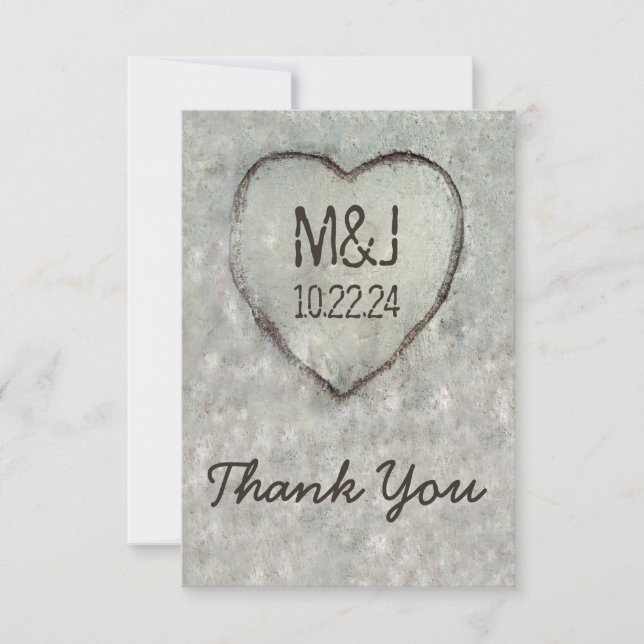 Árvore Bétula Coração Esculpido Agradecimento de C (Frente)