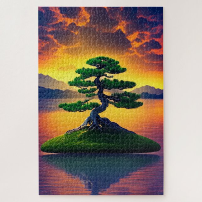 Árvore Bonsai na Quebra-cabeça do Sunset Jigsee (Vertical)