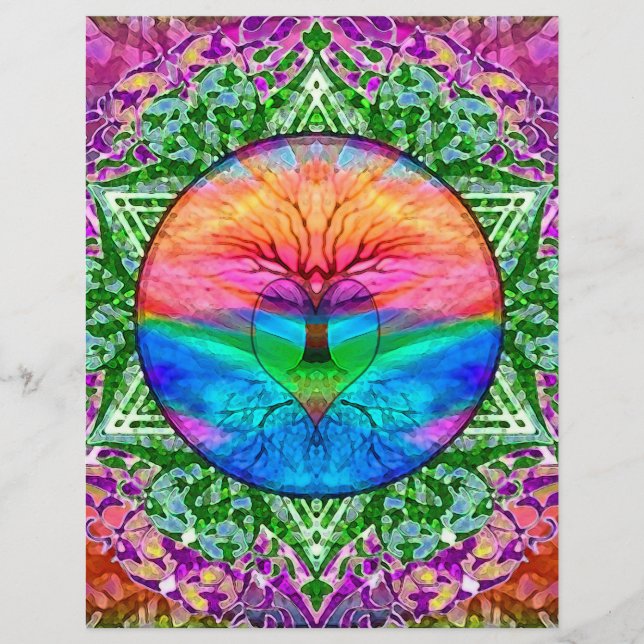 Árvore calmante da vida em cores arco-íris (Frente)
