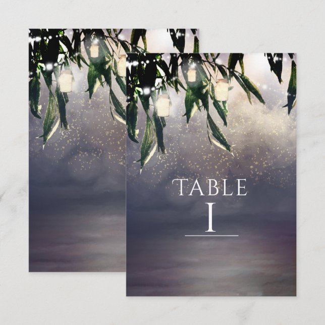 Árvore Chorão e cartão de número de mesa de jarros (Frente/Verso)