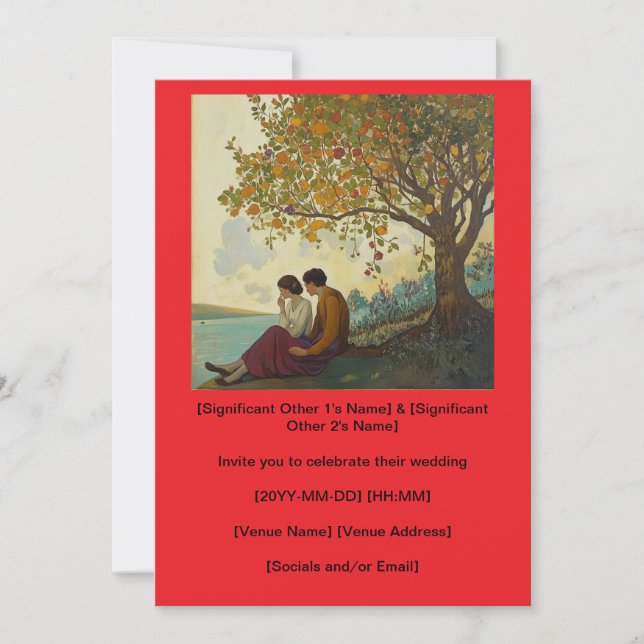 Árvore Colorida Observando Um Convite Ao Casal (Frente)