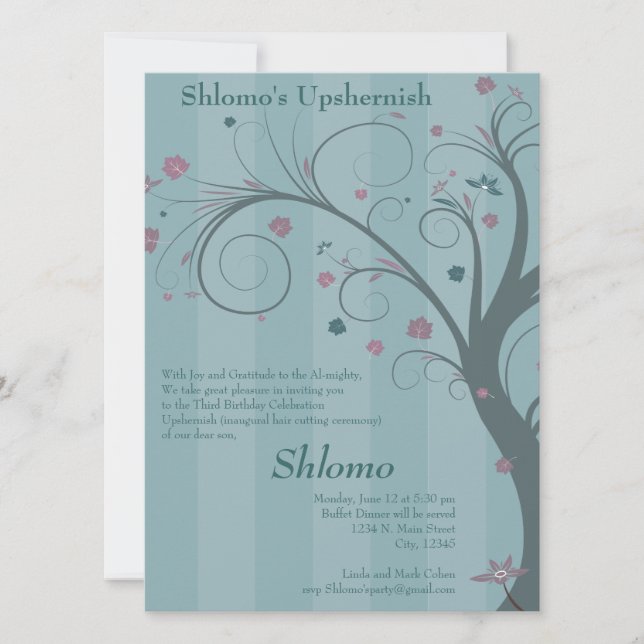 Árvore Curva - convite azul (Frente)