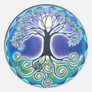 Árvore da Lua cheia da primavera da etiqueta da