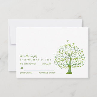 Árvore da vida, Cartão RSVP de Casamento Elegante