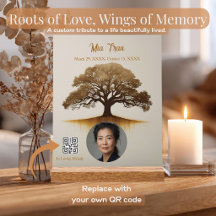 Árvore da Vida Código QR Escaneável Memorial Acríl