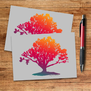 Árvore da Vida de Carvalho Elegante Cartão Magenta