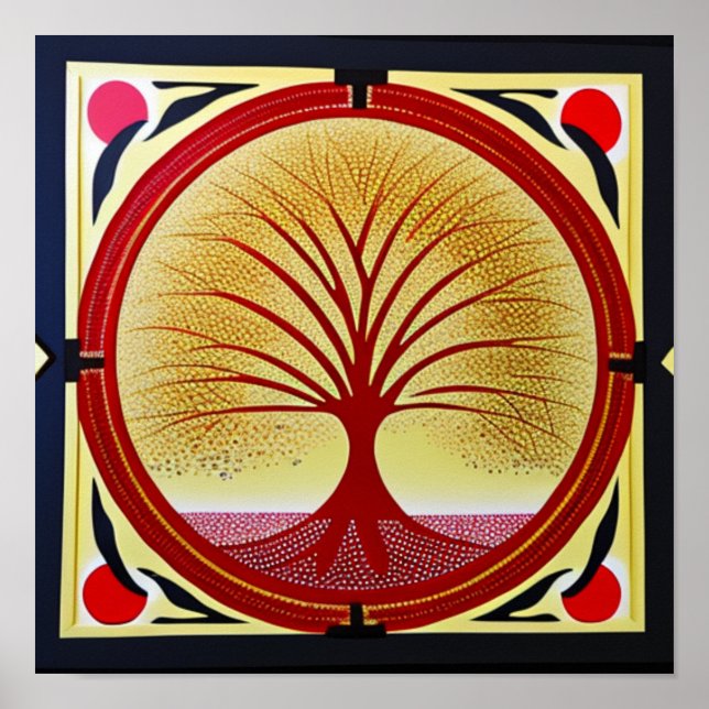 Árvore da vida em Red Poster (Frente)