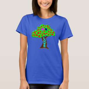 ° ・ ♥ Árvore de amor romântica T-shirt com pescoço