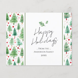 Árvore de Aquarelas de Feriados Felizes