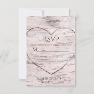 Árvore de Bétula & Coração Talhado RSVP de Casamen