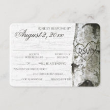 Árvore de Birch com RSVP de Coração Gravado