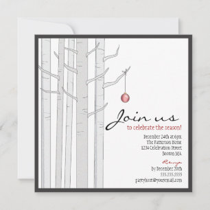 Árvore de Birch do Feriado e Convite para Ornamen