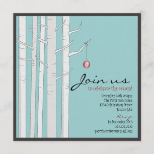Árvore de Birch do Feriado e Convite para Ornamen