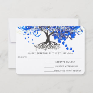 Árvore de Coração de Folha Azul Cobalto RSVP de Ca
