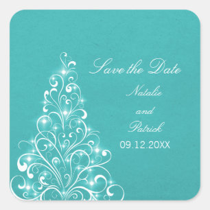 Árvore de Feriado Aqua Sparkly Salve os adesivos d