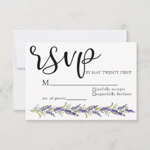 Árvore de glicínias aquarela roxa RSVP de casament
