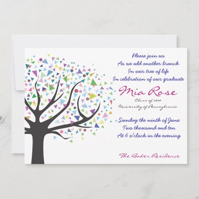 Árvore de Graduação da Classe de Convite da Vida 2 (Frente)