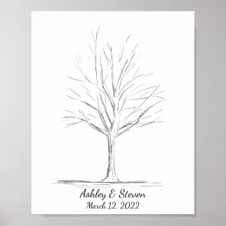 Árvore de Guestbook de Casamento de Impressão Digi
