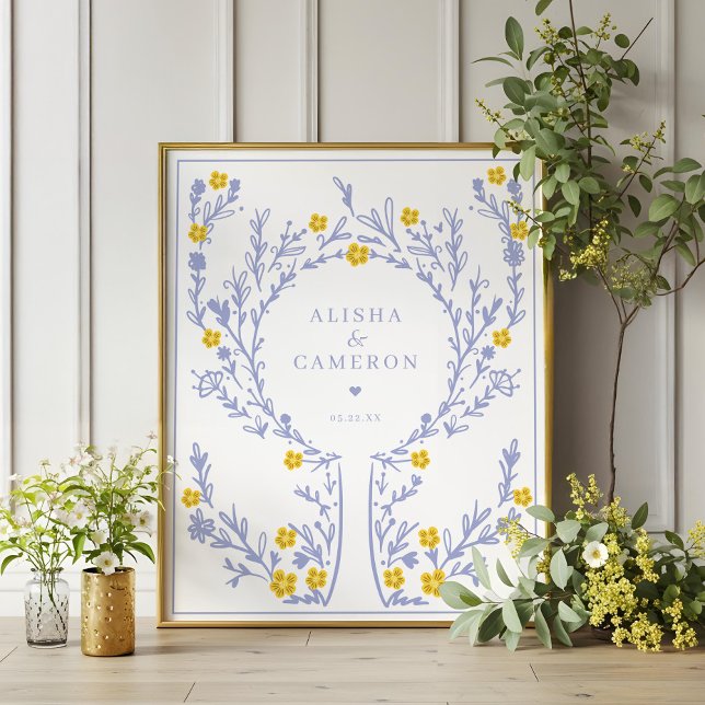 Árvore de Impressão Digital Violet com Moldura Liv (Framed Violet Fingerprint Tree Wedding Guest Book)