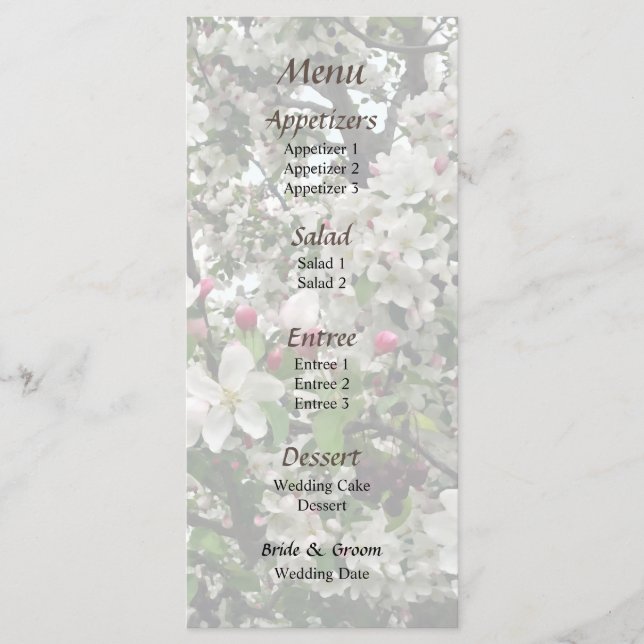 Árvore De Maçã No Menu Bloom Weding (Frente)