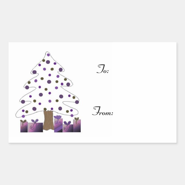 Árvore de Natal com Etiqueta de presentes roxos (Frente)