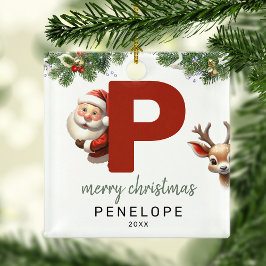 Árvore de Natal com monograma da letra P para cria