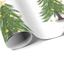 Árvore de Natal com papel de embrulho de presente