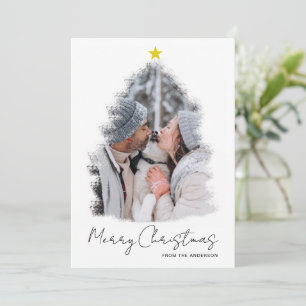 Árvore de Natal Com Quadro de Estrela Foto Cartão