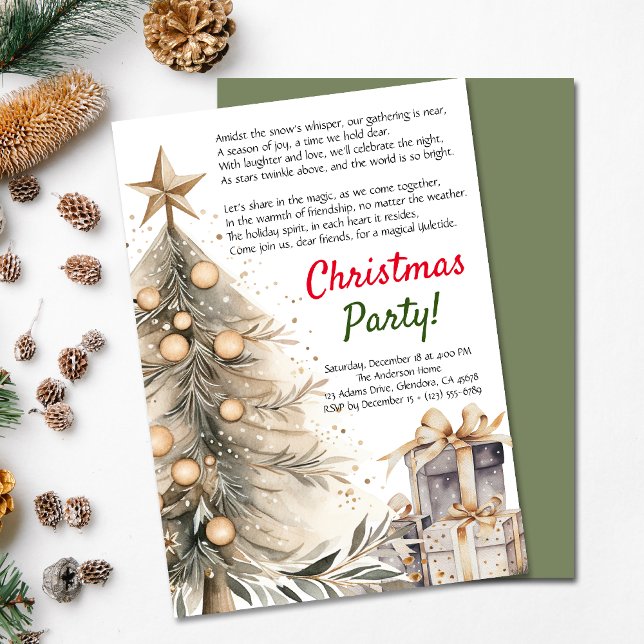 Árvore de Natal Cozy | Convite Poem (Elevate your upcoming event with this cozy Christmas invitation and heartwarming poem!)