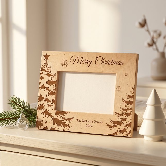 Árvore de Natal da Família Presente de Natal (Personalized Engraved Family Christmas Tree Holiday Keepsake Custom Rustic Wood Decor)