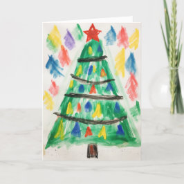 Árvore de Natal de cartão de Natal com giz de cera