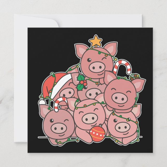 Árvore de Natal de Porco Convite de Natal de Anima (Frente)